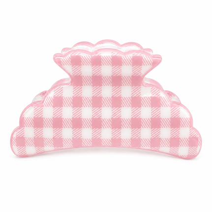CHECKERED CLAW HAIR CLIP - PINK