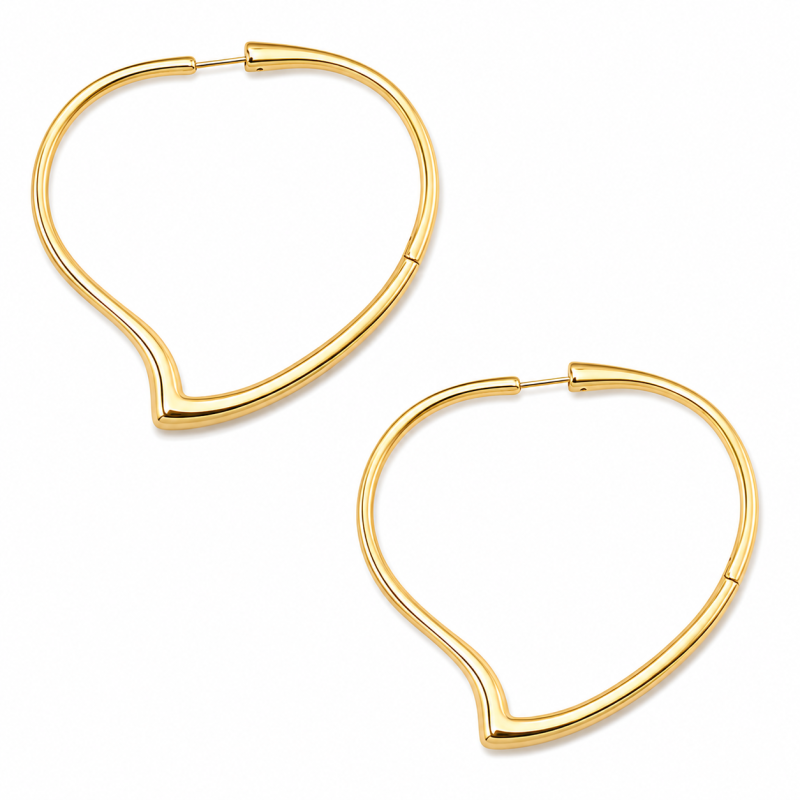 HEART HOOP EARRINGS - GOLD 