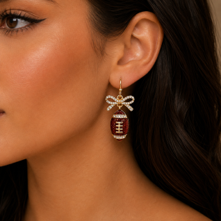 FOOTBALL EARRINGS - BROWN 