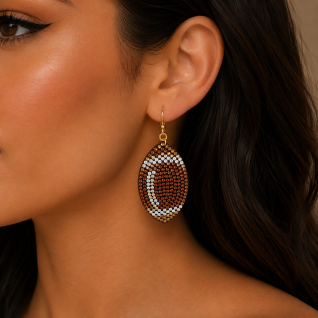 FOOTBALL EARRINGS - BROWN 