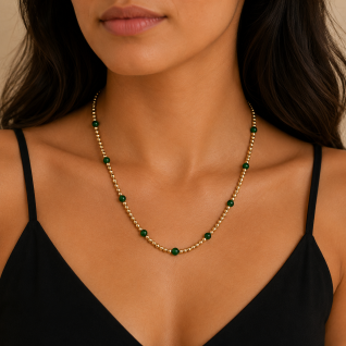 DOT NECKLACE - GREEN 