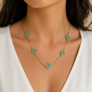 CLOVER NECKLACE - TURQUOISE