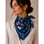SILK SCARF - NAVY 