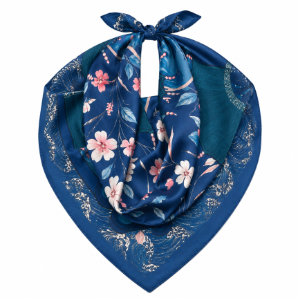 SILK SCARF - NAVY 