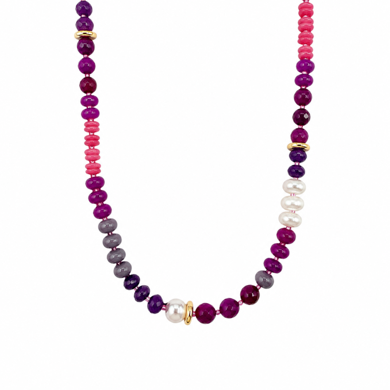 STONE BEAD NECKLACE - PURPLE 