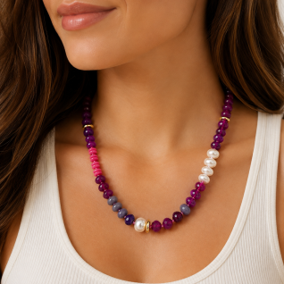 STONE BEAD NECKLACE - PURPLE 