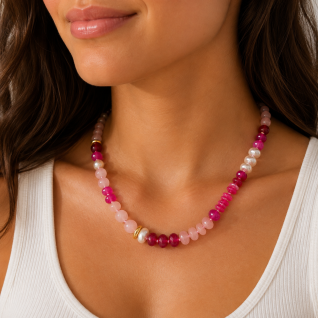 STONE BEAD NECKLACE - PINK