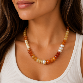 STONE BEAD NECKLACE - ORANGE 