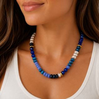 STONE BEAD NECKLACE - NAVY 