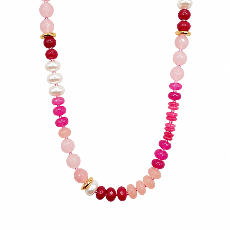 STONE BEAD NECKLACE - PINK