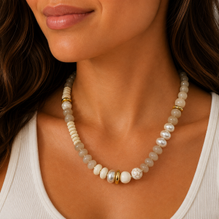 STONE BEAD NECKLACE - WHITE
