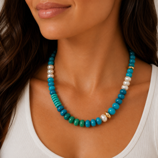 STONE BEAD NECKLACE - TURQUOISE 