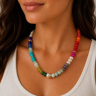 STONE BEAD NECKLACE - MIX COLORS 