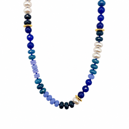STONE BEAD NECKLACE - NAVY 