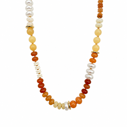 STONE BEAD NECKLACE - ORANGE 