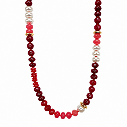STONE BEAD NECKLACE - RED 