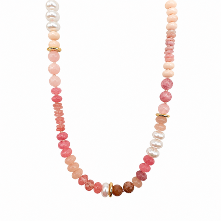 STONE BEAD NECKLACE - LIGHT PINK 