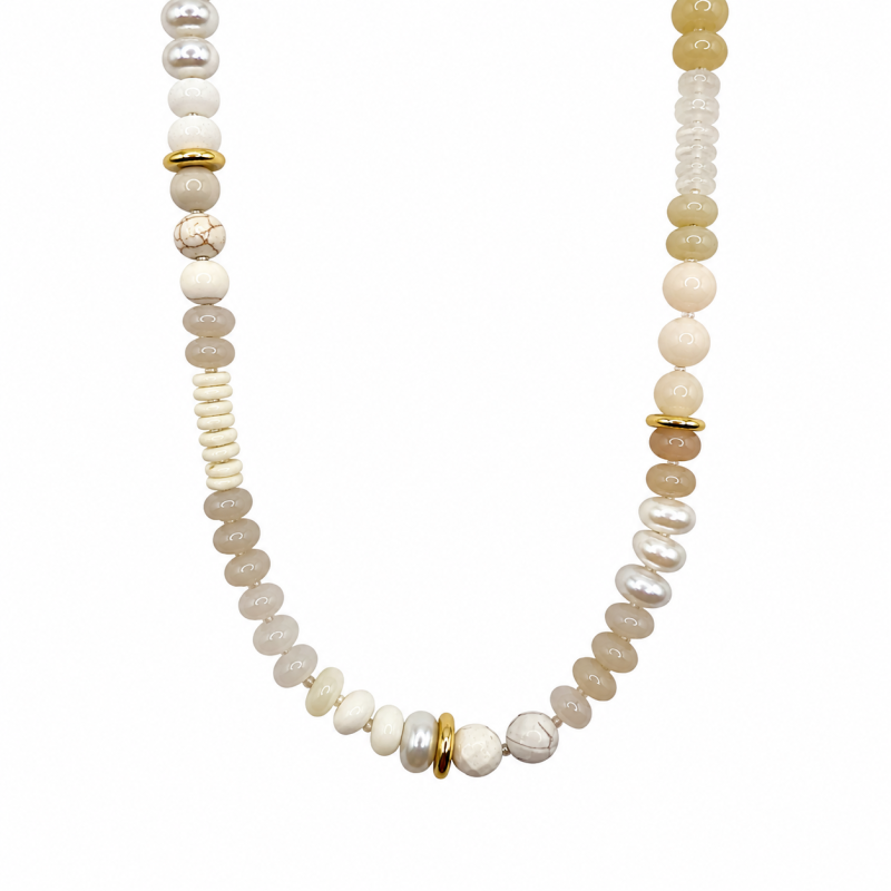 STONE BEAD NECKLACE - WHITE