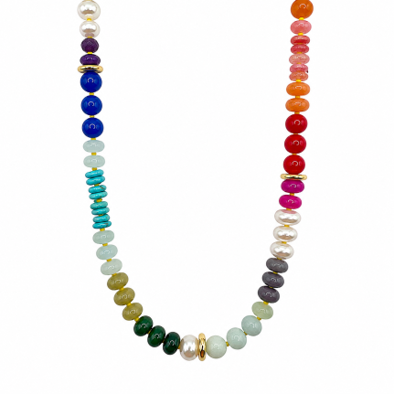STONE BEAD NECKLACE - MIX COLORS 