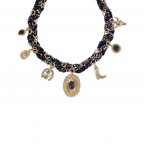 SCARF CHARM NECKLACE - BLACK 