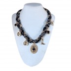 SCARF CHARM NECKLACE - BLACK 