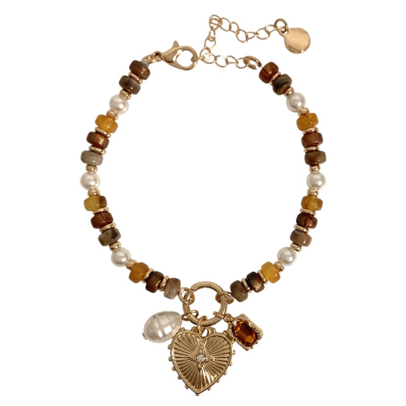 HEART BRACELET - BROWN 