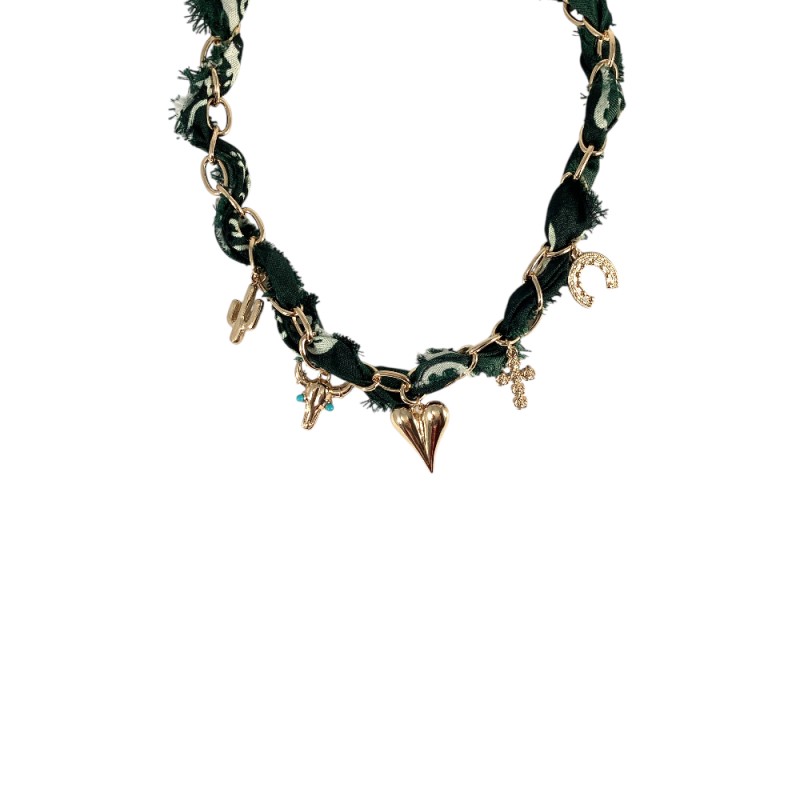 SCARF CHARM NECKLACE - GREEN 