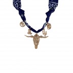 SCARF CHARM NECKLACE - NAVY 