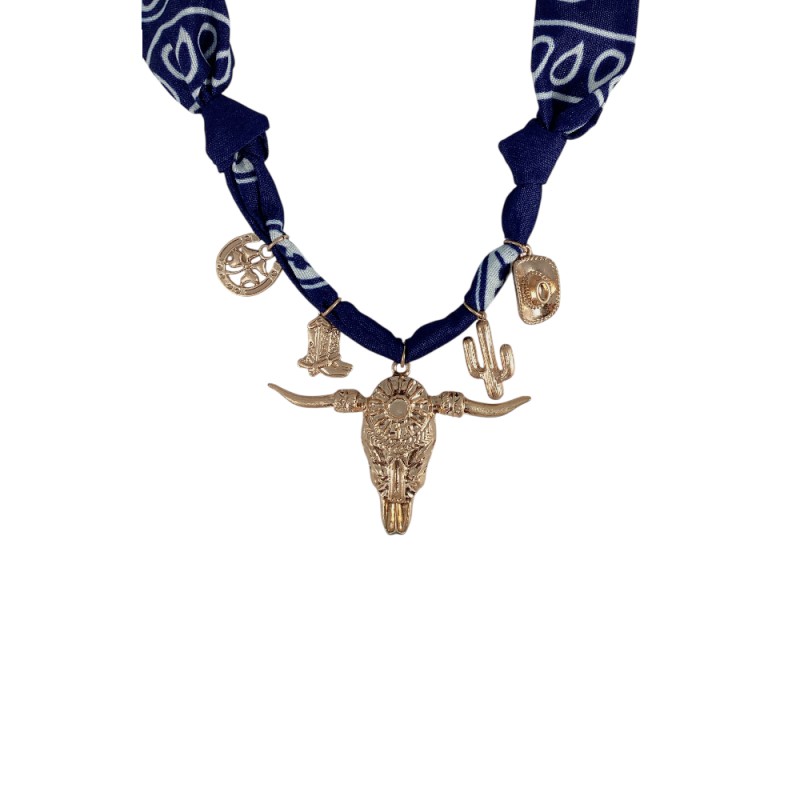 SCARF CHARM NECKLACE - NAVY 