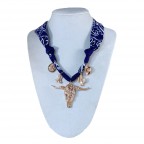 SCARF CHARM NECKLACE - NAVY 