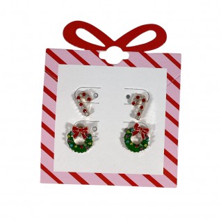 XMAS STUD EARRINGS - CANDY CANE 
