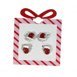 XMAS STUD EARRINGS - SANTA HAT 