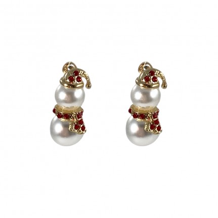 HOLIDAY PEARL EARRINGS - SNOWMAN 