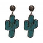 BOHEMIAN CACTUS EARRINGS - TURQUOISE & SILVER 