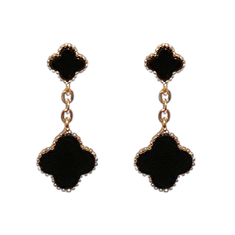 CLOVER DROP & DANGLE EARRINGS - BLACK 