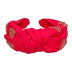 HEART KNOT RHINESTONE HEADBAND - PINK
