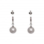 PEARL RHINESTONE EARRINGS - SILVER 