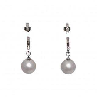 PEARL RHINESTONE EARRINGS - SILVER 