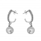 PEARL RHINESTONE EARRINGS - SILVER 
