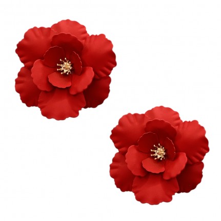 FLOWER EARRINGS - RED 