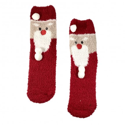 FUZZY CHRISTMAS SOCKS - SANTA CLAUS 