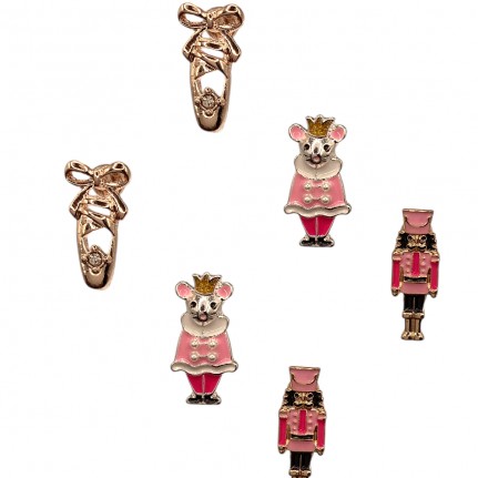 HOLIDAY STUD SET EARRINGS - PINK 