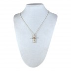 RHINESTONE CROSS NECKLACE - GOLD 