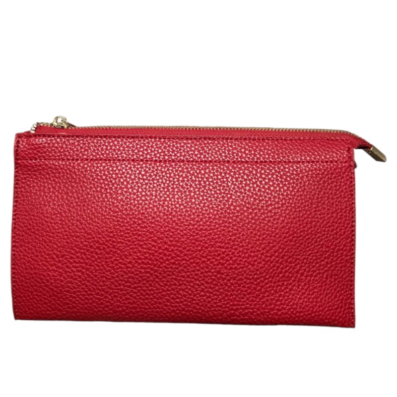TEXTURED VEGAN LEATHER CLUTCH/CROSSBODY -  RED