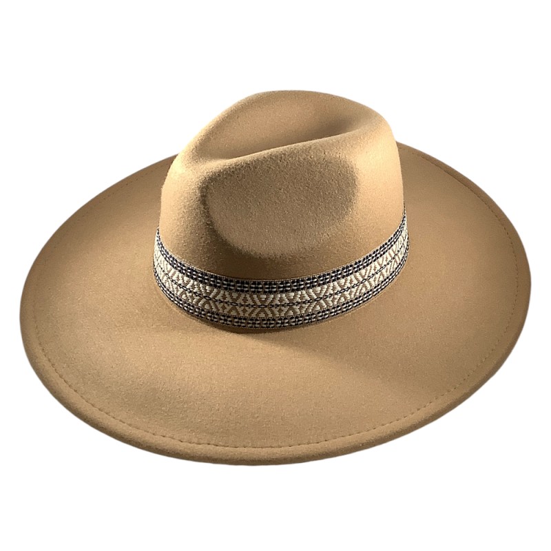 RANCHER HAT & FABRIC EMBROIDERED BAND - CAMEL 