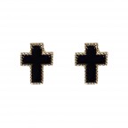 CROSS STUD EARRINGS - BLACK