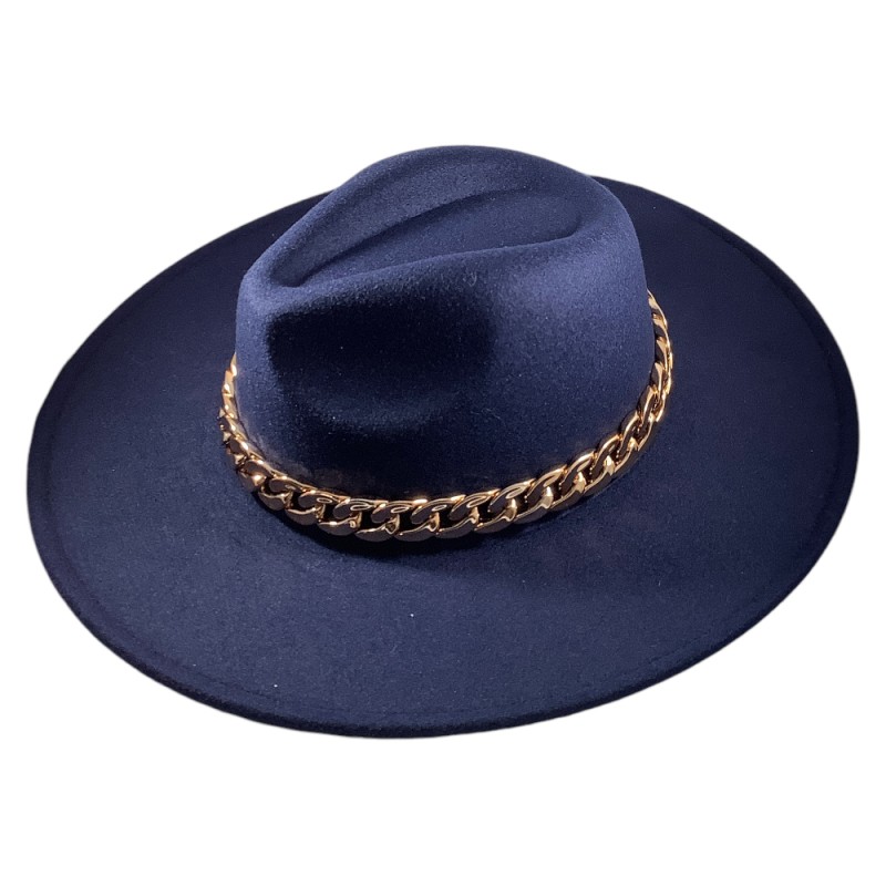 BOLD GOLD CHAIN RANCHER HAT - NAVY 