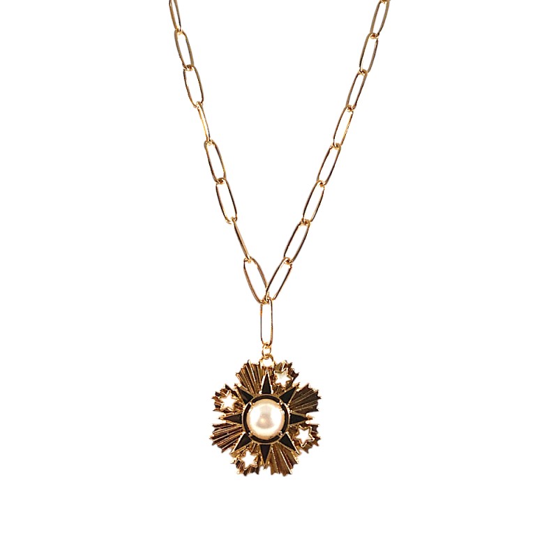 PENDANT PEARL STAR NECKLACE - GOLD 