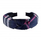 PLAID KNOT HEADBAND - NAVY & PINK 