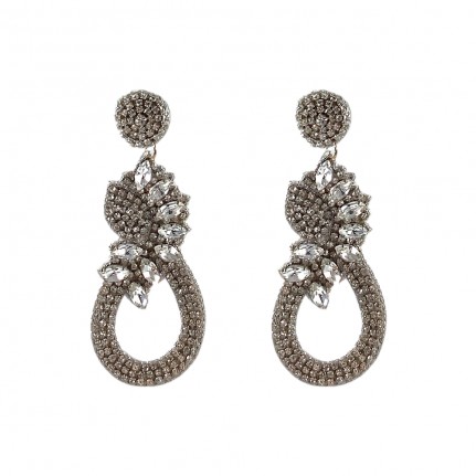 NOVELTY RHINESTONE EARRINGS - SILVER 